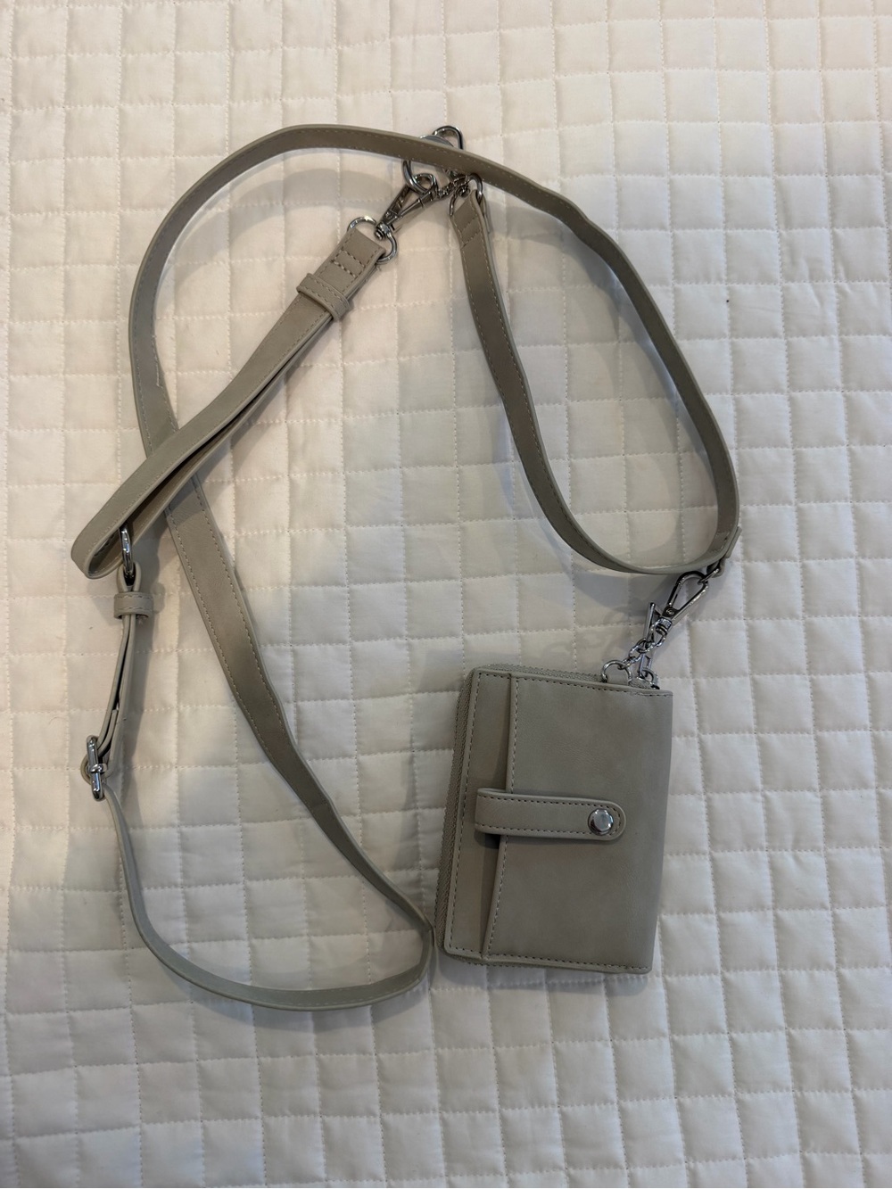 Save The Girls  Crossbody Card Wallet in Light Taupe Never Used